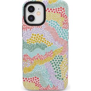 Casely iPhone 12 Mini Case | Dark Fantasy | Contrast Floral | Bold Protective Design | Compatible with MagSafe(Color Me Happy | Pattern Colorblock)