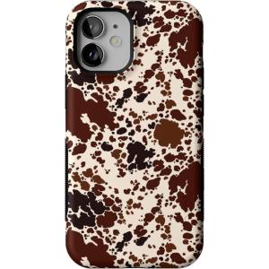 Casely iPhone 12 Mini Case | Dark Fantasy | Contrast Floral | Bold Protective Design | Compatible with MagSafe(Cowgirl Envy | Cow Print)