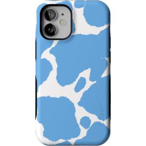 Casely iPhone 12 Mini Case | Dark Fantasy | Contrast Floral | Bold Protective Design | Compatible with MagSafe(Current MOOd | Light Blue Cow Print)
