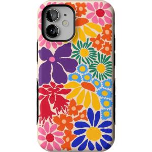 Casely iPhone 12 Mini Case | Dark Fantasy | Contrast Floral | Bold Protective Design | Compatible with MagSafe(Flower Patch | Multi-Color Floral)