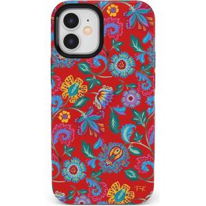 Casely iPhone 12 Mini Case | Dark Fantasy | Contrast Floral | Bold Protective Design | Compatible with MagSafe(Frida Kahlo | Painted Flowers | Floral)
