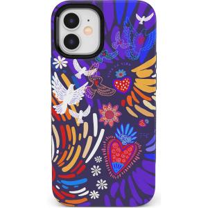 Casely iPhone 12 Mini Case | Dark Fantasy | Contrast Floral | Bold Protective Design | Compatible with MagSafe(Frida Kahlo | Viva La Vida | Floral Collage)