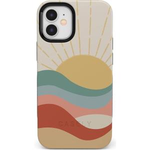 Casely iPhone 12 Mini Case | Dark Fantasy | Contrast Floral | Bold Protective Design | Compatible with MagSafe(Here Comes the Sun | Colorblock Sunset)