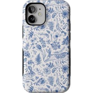 Casely iPhone 12 Mini Case | Dark Fantasy | Contrast Floral | Bold Protective Design | Compatible with MagSafe(Hop & Bloom | Bunny Toile)