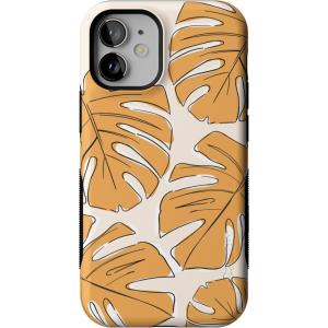 Casely iPhone 12 Mini Case | Dark Fantasy | Contrast Floral | Bold Protective Design | Compatible with MagSafe(Island Time | Tropical Leaves Floral)