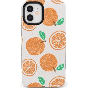 Casely iPhone 12 Mini Case | Dark Fantasy | Contrast Floral | Bold Protective Design | Compatible with MagSafe(Main Squeeze | Orange Stamped)