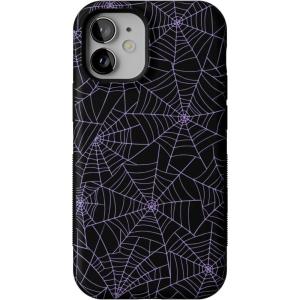 Casely iPhone 12 Mini Case | Dark Fantasy | Contrast Floral | Bold Protective Design | Compatible with MagSafe(Midnight Web | Spider Web)