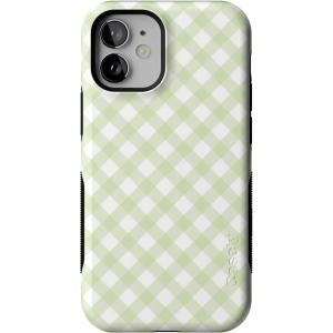Casely iPhone 12 Mini Case | Dark Fantasy | Contrast Floral | Bold Protective Design | Compatible with MagSafe(Mint Lattice | Sunday Best | Green Gingham)