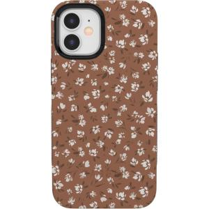 Casely iPhone 12 Mini Case | Dark Fantasy | Contrast Floral | Bold Protective Design | Compatible with MagSafe(Mocha Meadow | Tiny Flowers)