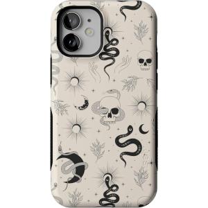 Casely iPhone 12 Mini Case | Dark Fantasy | Contrast Floral | Bold Protective Design | Compatible with MagSafe(No Further Explanation | Snakes & Skulls)
