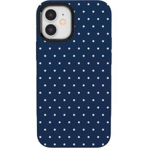Casely iPhone 12 Mini Case | Dark Fantasy | Contrast Floral | Bold Protective Design | Compatible with MagSafe(On the Dot | Navy Polka Dot)