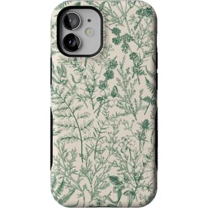 Casely iPhone 12 Mini Case | Dark Fantasy | Contrast Floral | Bold Protective Design | Compatible with MagSafe(Sage Garden | Green Floral)