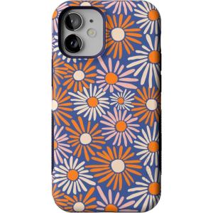 Casely iPhone 12 Mini Case | Dark Fantasy | Contrast Floral | Bold Protective Design | Compatible with MagSafe(Spring Forward | Daisy Floral)