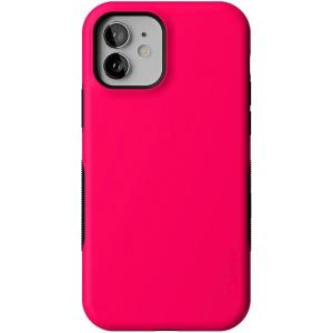 Casely iPhone 12 Mini Case | Dark Fantasy | Contrast Floral | Bold Protective Design | Compatible with MagSafe(Think Pink | Solid Neon Pink)