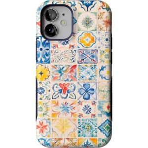 Casely iPhone 12 Mini Case | Dark Fantasy | Contrast Floral | Bold Protective Design | Compatible with MagSafe(Tuscan Tiles | Dolce Vita)
