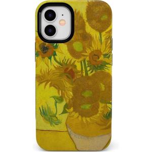 Casely iPhone 12 Mini Case | Dark Fantasy | Contrast Floral | Bold Protective Design | Compatible with MagSafe(Van Gogh | Sunflowers Floral)