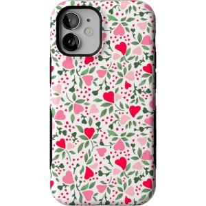 Casely iPhone 12 Mini Case | Dark Fantasy | Contrast Floral | Bold Protective Design | Compatible with MagSafe(Vines of Love | Floral Heart)