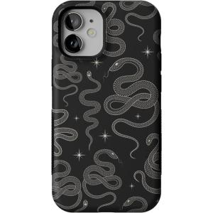 Casely iPhone 12 Mini Case | Dark Fantasy | Contrast Floral | Bold Protective Design | Compatible with MagSafe(We’re Ready For It | Black Serpent)