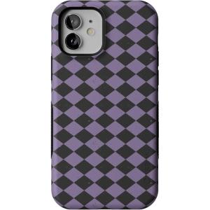 Casely iPhone 12 Mini Case | Harlequin Midnight Diamond | Black and Purple | Bold Protective Design | MagSafe Compatible Design