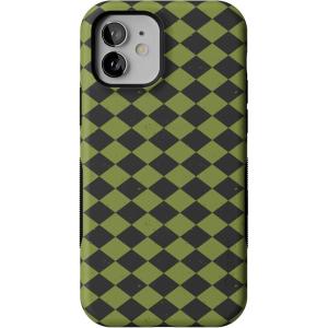 Casely iPhone 12 Mini Case | Harlequin Wicked Diamond | Black and Green | Bold Protective Design | MagSafe Compatible Design
