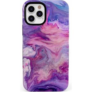 Casely iPhone 12/12 Pro Case | Be Mine | Tiny Hearts | Bold Protective Design | Compatible with MagSafe(05 Tie Dying Over You Purple Marble)