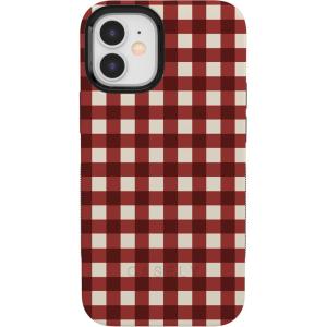 Casely iPhone 12/12 Pro Case | Be Mine | Tiny Hearts | Bold Protective Design | Compatible with MagSafe(Checked Twice | Red Plaid)