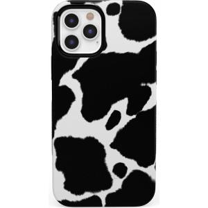 Casely iPhone 12/12 Pro Case | Be Mine | Tiny Hearts | Bold Protective Design | Compatible with MagSafe(Current MOOd | Cow Print)