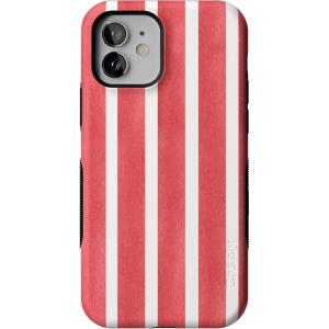 Casely iPhone 12/12 Pro Case | Be Mine | Tiny Hearts | Bold Protective Design | Compatible with MagSafe(East Coast Summer | Red Stripes)