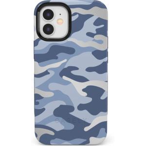 Casely iPhone 12/12 Pro Case | Be Mine | Tiny Hearts | Bold Protective Design | Compatible with MagSafe(In Formation | Metallic Blue Camo)