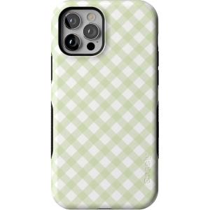 Casely iPhone 12/12 Pro Case | Be Mine | Tiny Hearts | Bold Protective Design | Compatible with MagSafe(Mint Lattice | Sunday Best | Green Gingham)