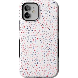 Casely iPhone 12/12 Pro Case | Be Mine | Tiny Hearts | Bold Protective Design | Compatible with MagSafe(Seeing Stars | Red  White & Blue)
