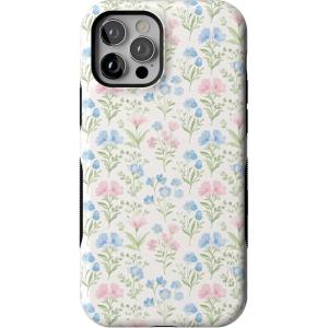 Casely iPhone 12/12 Pro Case | Be Mine | Tiny Hearts | Bold Protective Design | Compatible with MagSafe(Sunday Best | Pastel Garden Floral)