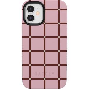 Casely iPhone 12/12 Pro Case | Be Mine | Tiny Hearts | Bold Protective Design | Compatible with MagSafe(Uptown Gridlock | Pink Checkerboard)