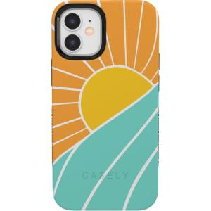 Casely iPhone 12/12 Pro Case | Be Mine | Tiny Hearts | Bold Protective Design | Compatible with MagSafe(Waves & Rays | Sunshine)