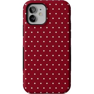 Casely iPhone 12/12 Pro Case | On The Dot | Maroon Polka Dot | Bold Protective Design | MagSafe Compatible Design