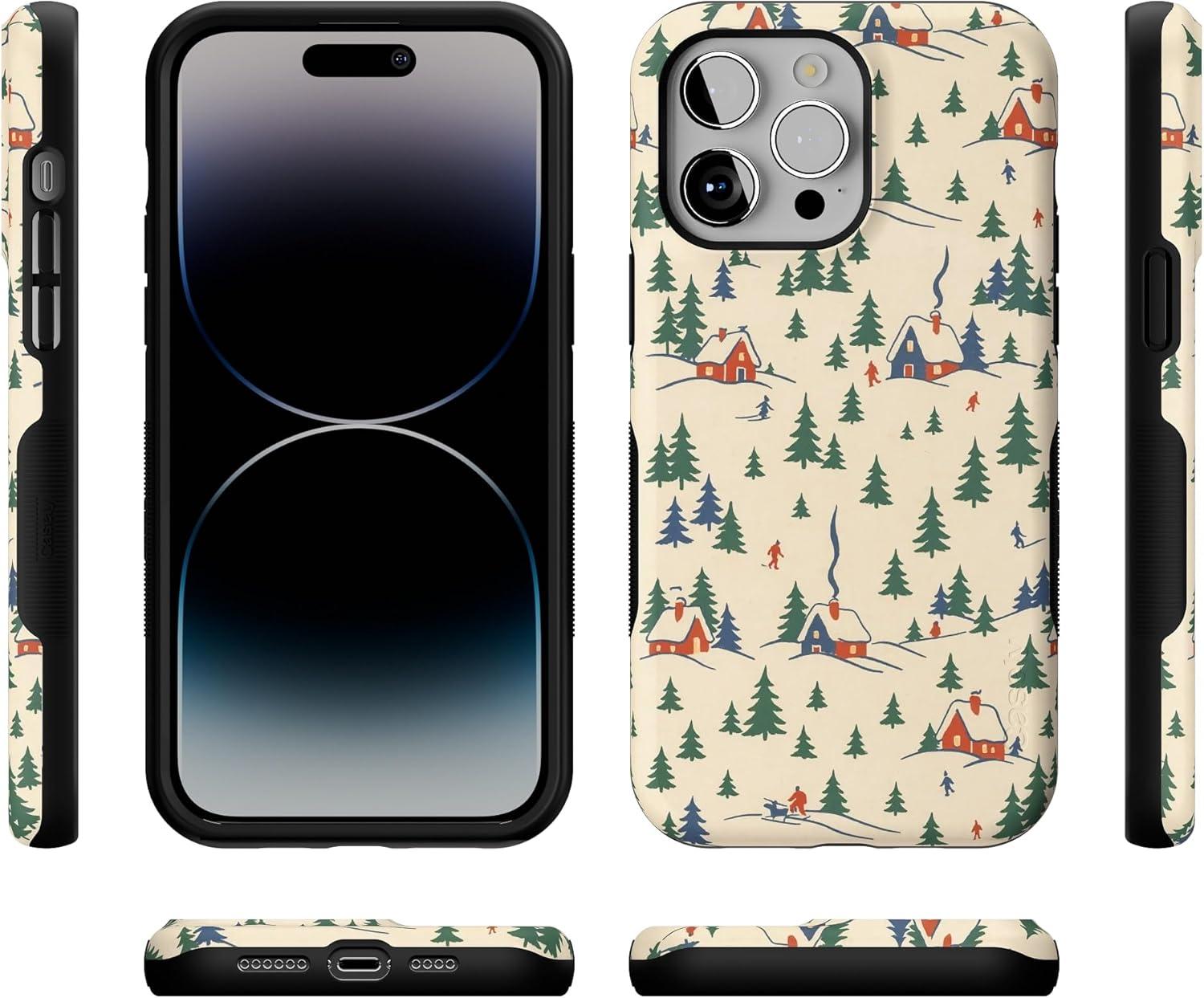 imageCasely iPhone 13 Pro Max Case Chalet All Day Winter Village Bold Protective Design MagSafe Compatible Design