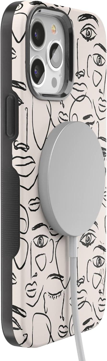 imageCasely iPhone 13 Pro Max Case Falling for You Plum Floral Bold Protective Design Compatible with MagSafeBiege Black