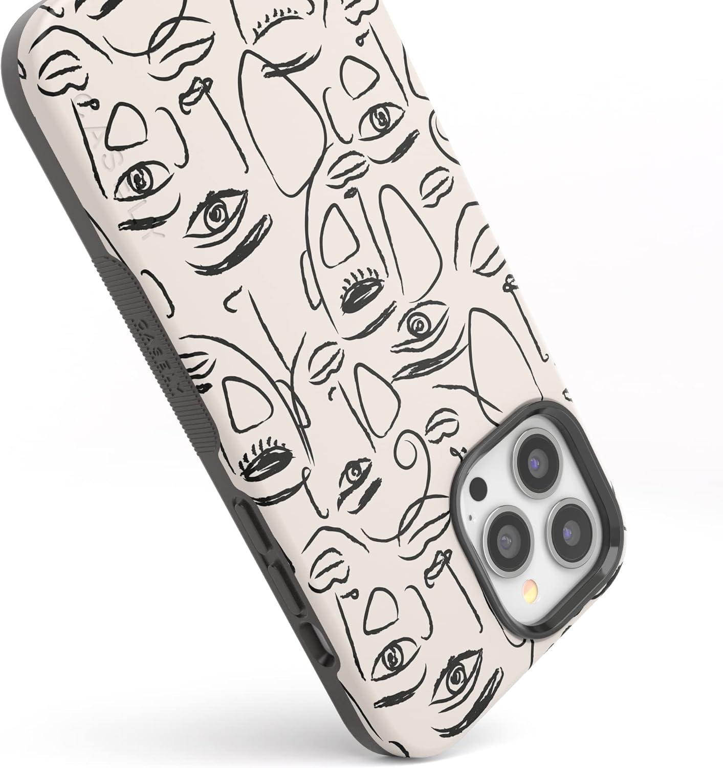 imageCasely iPhone 13 Pro Max Case Falling for You Plum Floral Bold Protective Design Compatible with MagSafeBiege Black