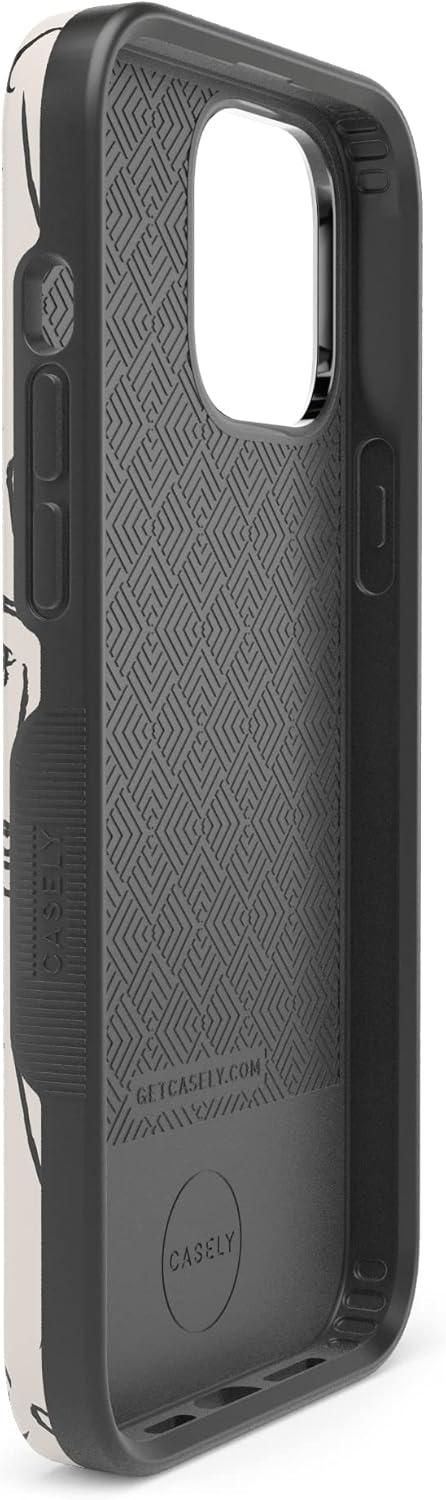 imageCasely iPhone 13 Pro Max Case Falling for You Plum Floral Bold Protective Design Compatible with MagSafeBiege Black