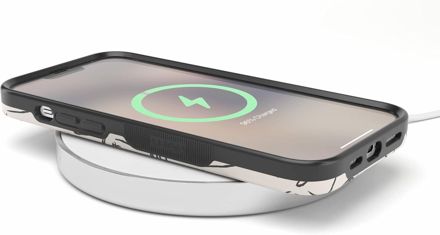 imageCasely iPhone 13 Pro Max Case Falling for You Plum Floral Bold Protective Design Compatible with MagSafeBiege Black