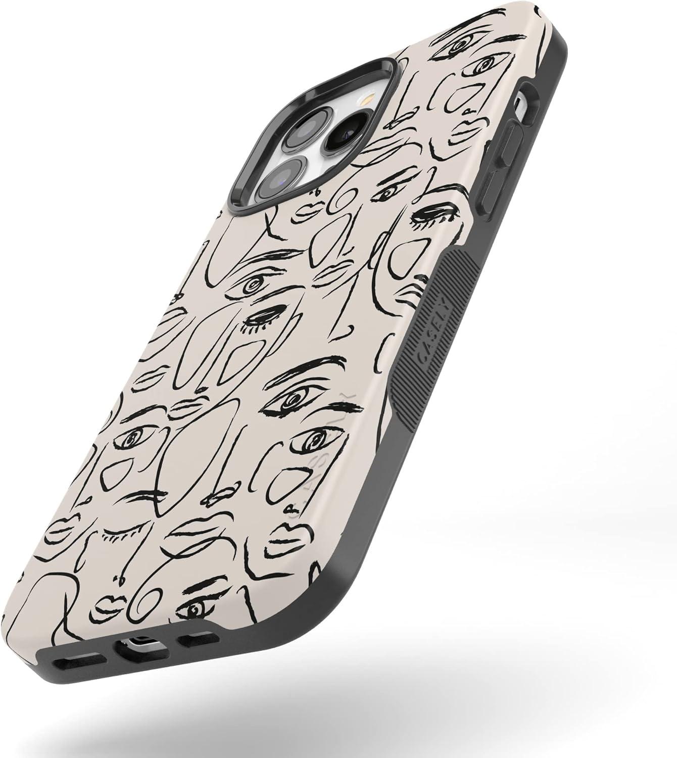 imageCasely iPhone 13 Pro Max Case Falling for You Plum Floral Bold Protective Design Compatible with MagSafeBiege Black