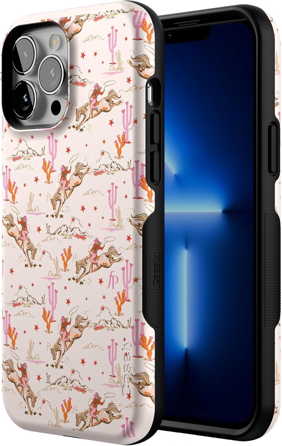 imageCasely iPhone 13 Pro Max Case Falling for You Plum Floral Bold Protective Design Compatible with MagSafeCowgirl Canyon FashionPass x Casely