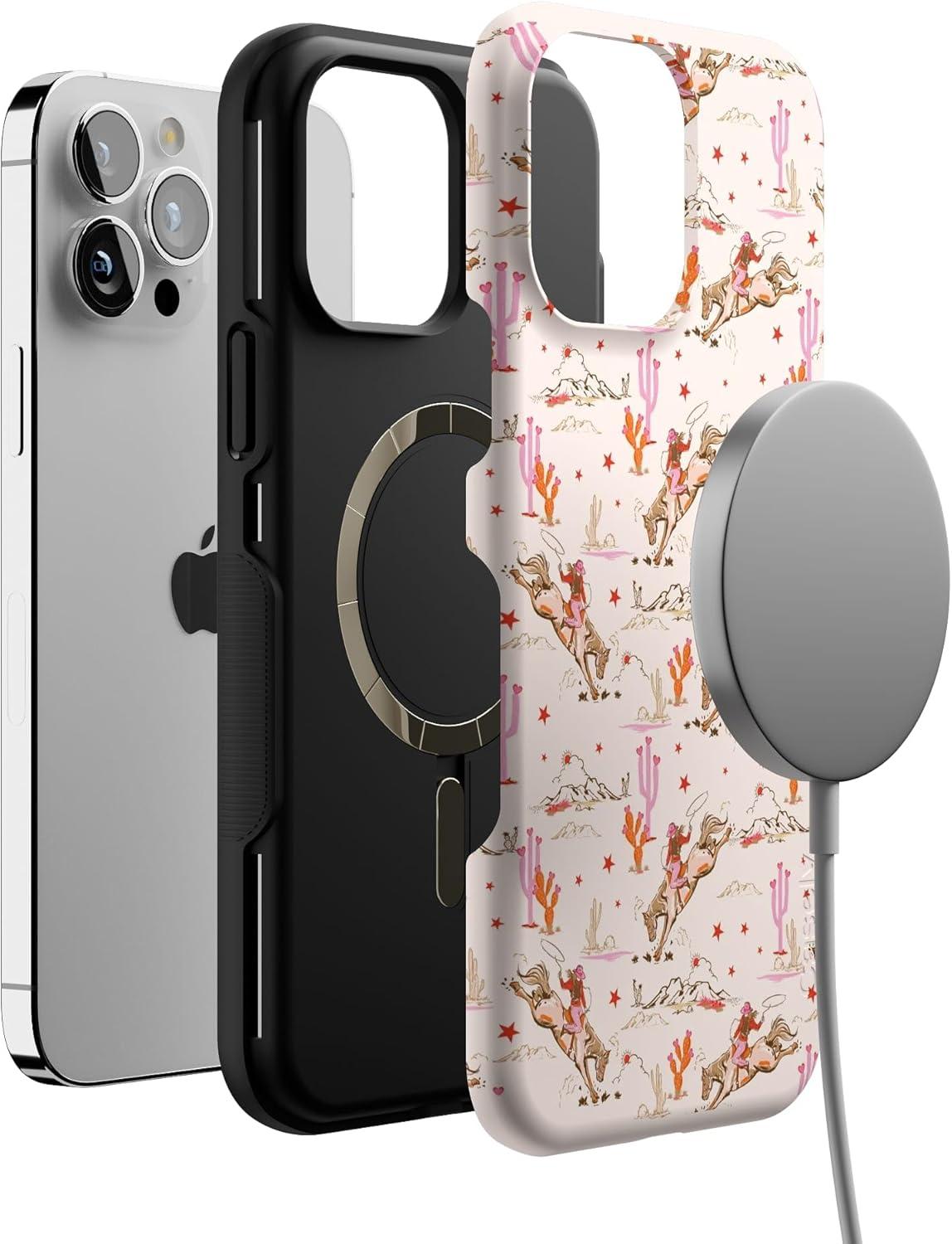 imageCasely iPhone 13 Pro Max Case Falling for You Plum Floral Bold Protective Design Compatible with MagSafeCowgirl Canyon FashionPass x Casely