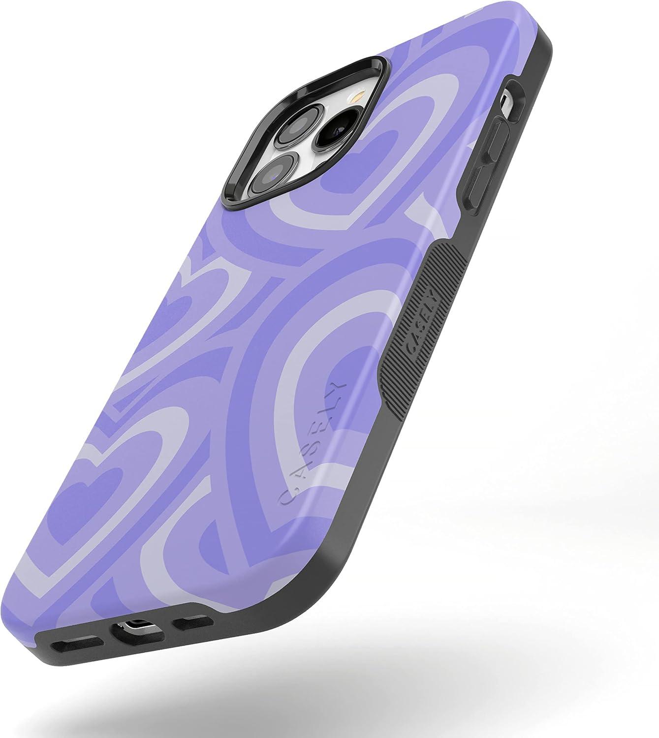 imageCasely iPhone 13 Pro Max Case Falling for You Plum Floral Bold Protective Design Compatible with MagSafeLove Song Lavender Heart