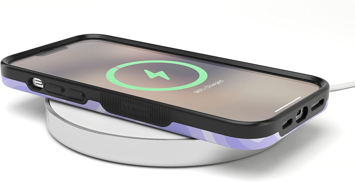 imageCasely iPhone 13 Pro Max Case Falling for You Plum Floral Bold Protective Design Compatible with MagSafeLove Song Lavender Heart