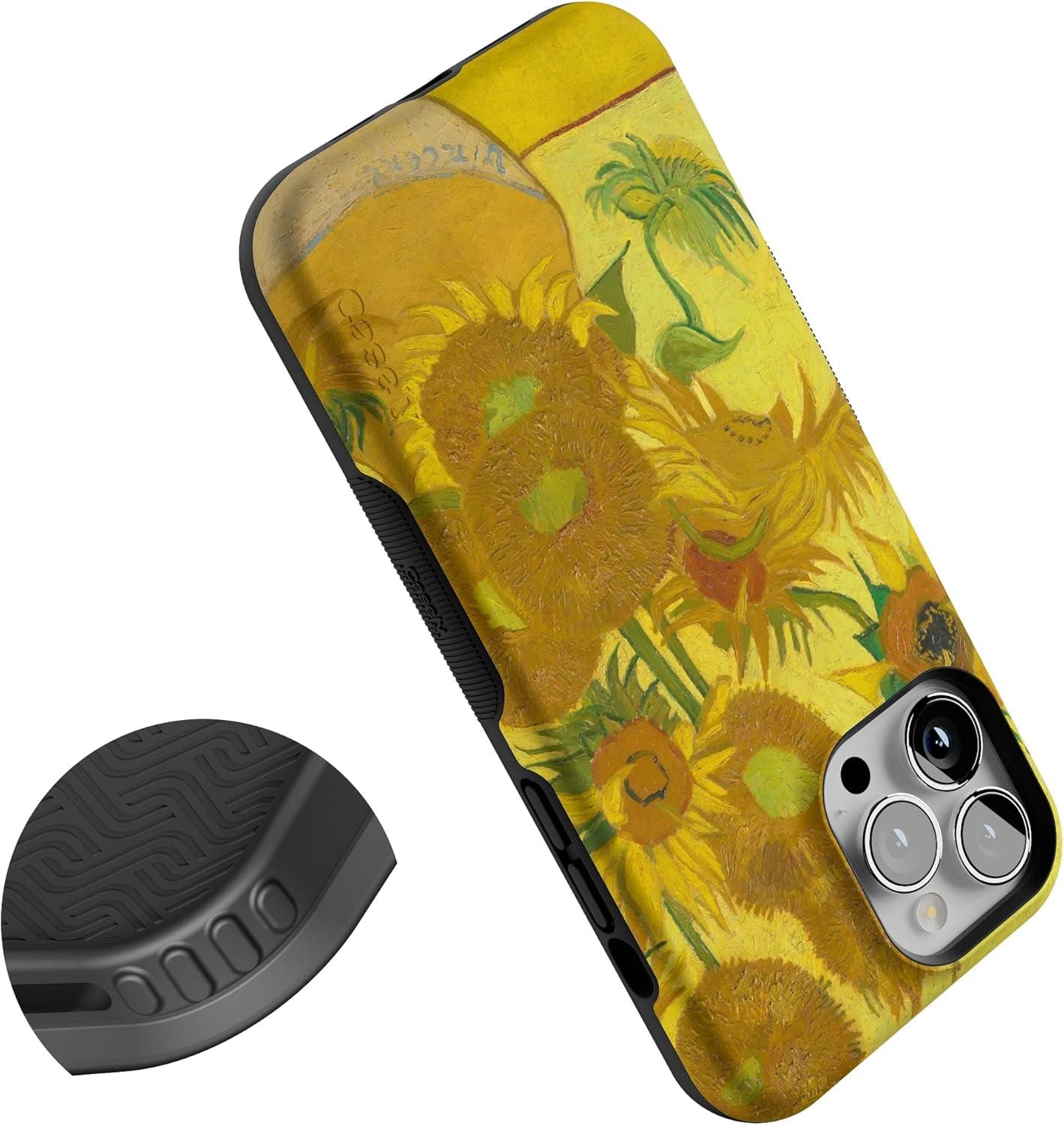 imageCasely iPhone 13 Pro Max Case Falling for You Plum Floral Bold Protective Design Compatible with MagSafeVan Gogh Sunflowers