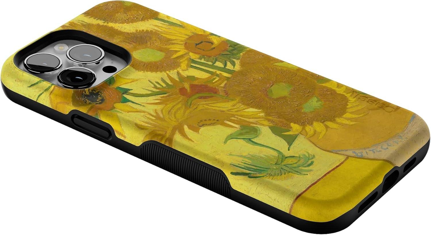 imageCasely iPhone 13 Pro Max Case Falling for You Plum Floral Bold Protective Design Compatible with MagSafeVan Gogh Sunflowers