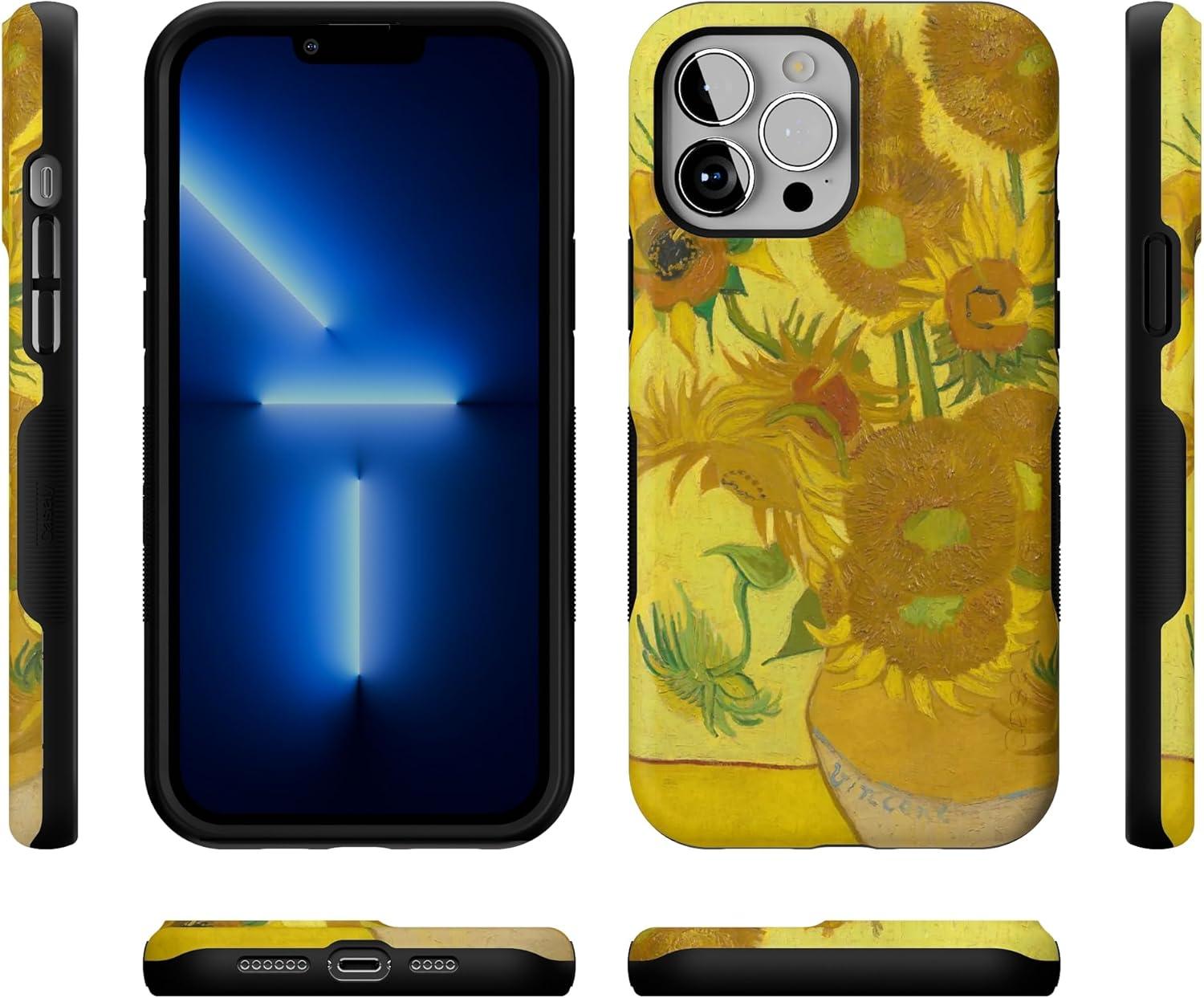 imageCasely iPhone 13 Pro Max Case Falling for You Plum Floral Bold Protective Design Compatible with MagSafeVan Gogh Sunflowers