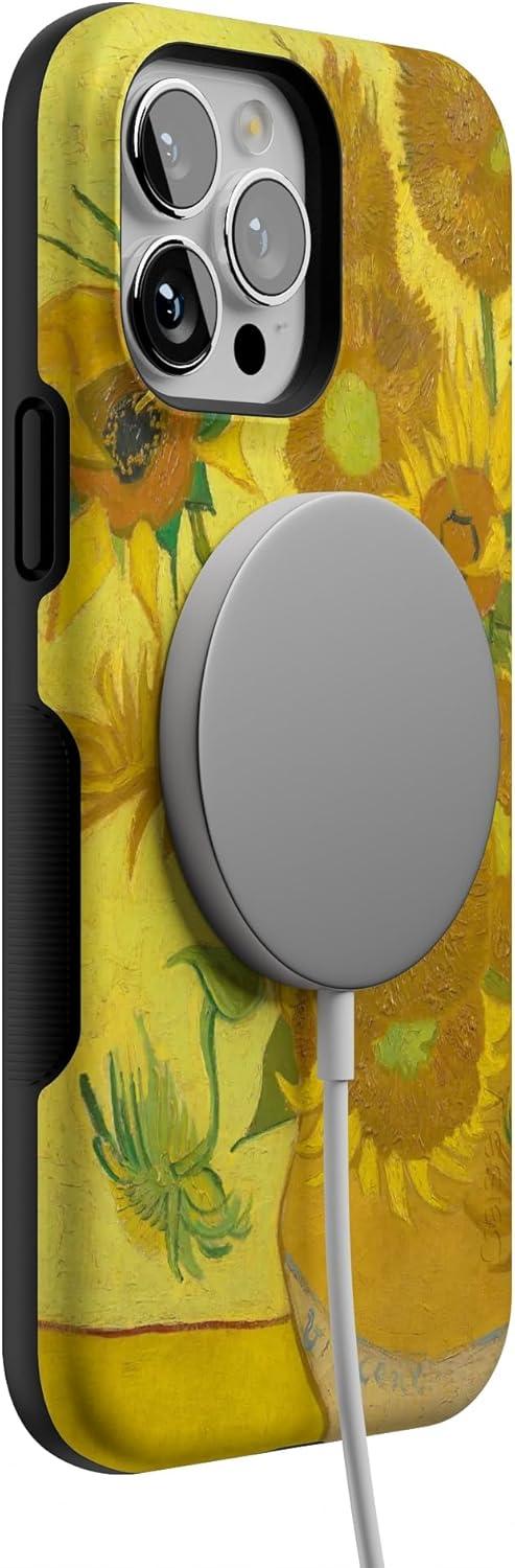 imageCasely iPhone 13 Pro Max Case Falling for You Plum Floral Bold Protective Design Compatible with MagSafeVan Gogh Sunflowers