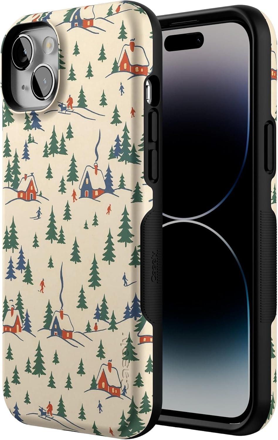 imageCasely iPhone 14 Plus Case Chalet All Day Winter Village Bold Protective Design MagSafe Compatible Design